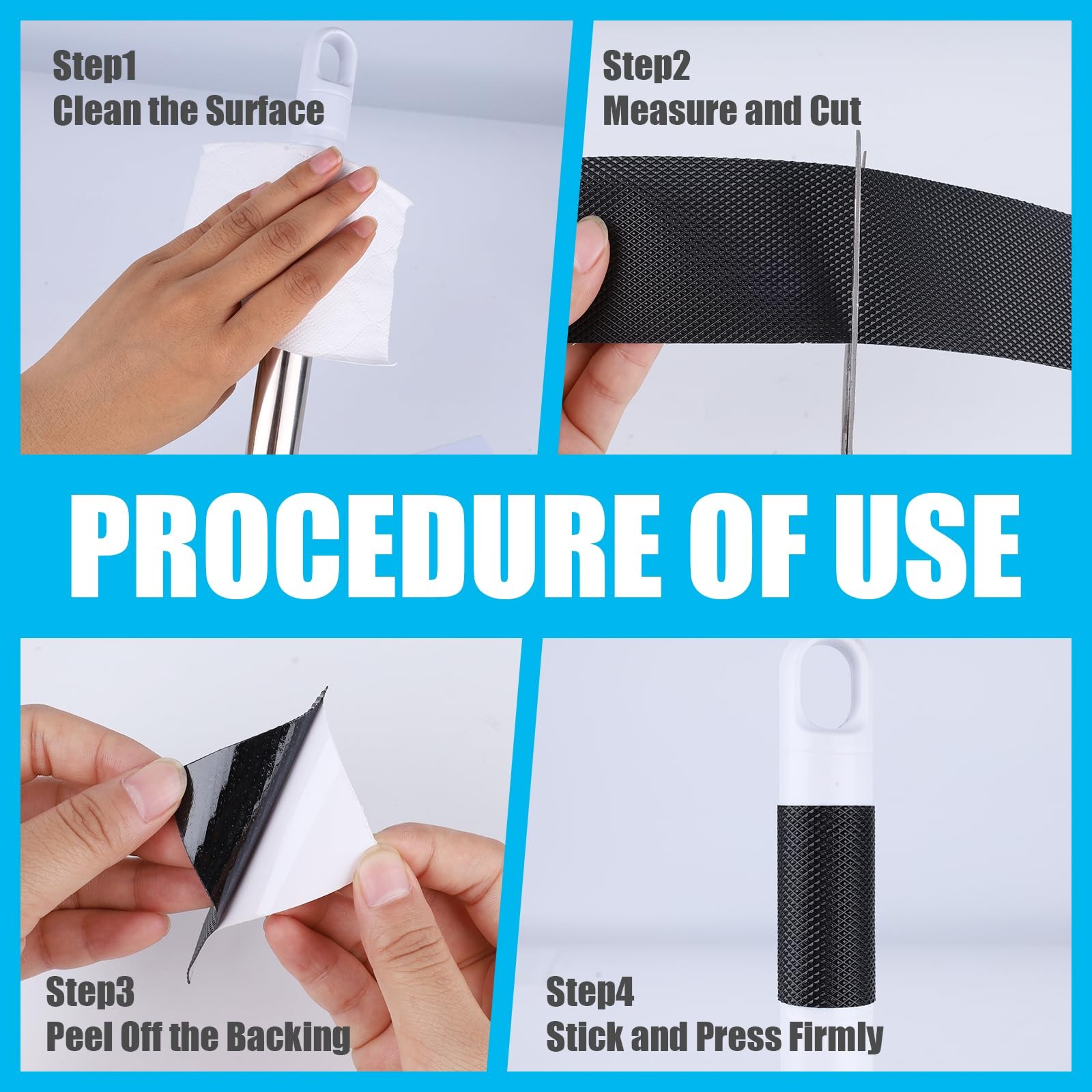 Black Rubber Anti-Slip Grip Tape (1″ x 10 ft) – Non-Slip Step Strips for Indo…