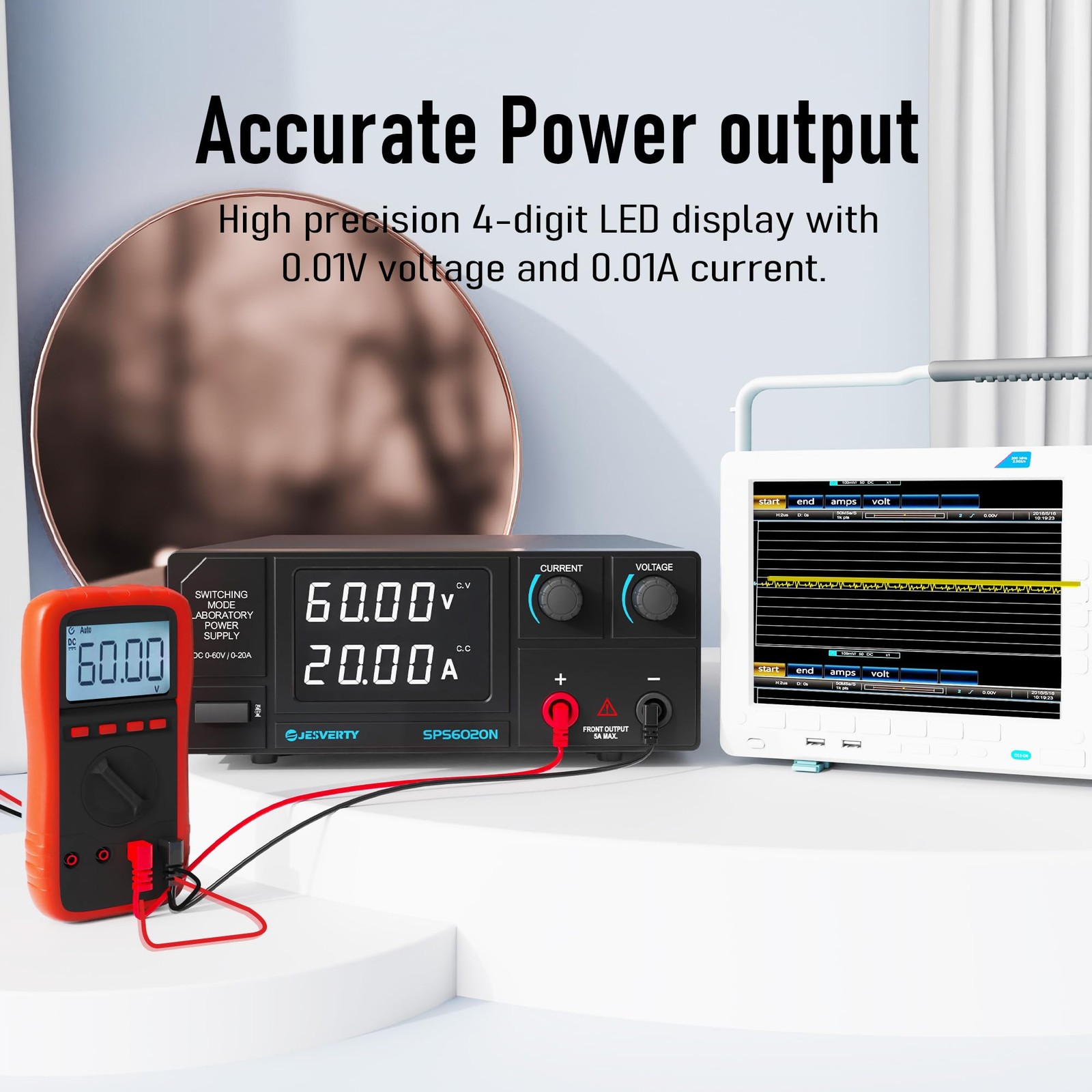 DC Power Supply Variable, 0-60V 0-20A 1200W Switching DC Regulated Bench Powe…
