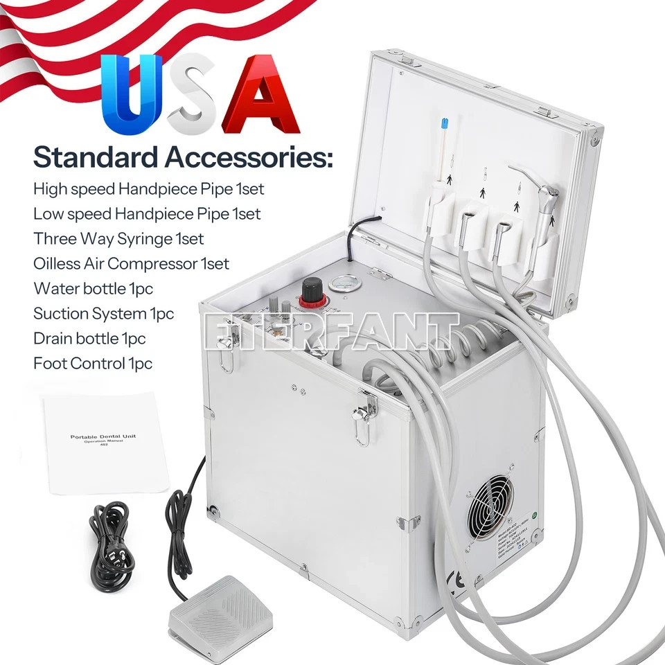 Dental Delivery Cart Treatment/Unit System Air Compressor/Turbine Unit 4Hole US