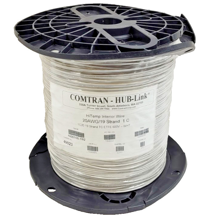 COMTRAN 49023 1C #20awg HUB-Link High-Temp ETFE Transit Wire 600V White (5250FT)