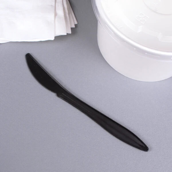 Karat PP Plastic Medium Weight Knives Bulk Box – Black – 1,000 ct, U2001B