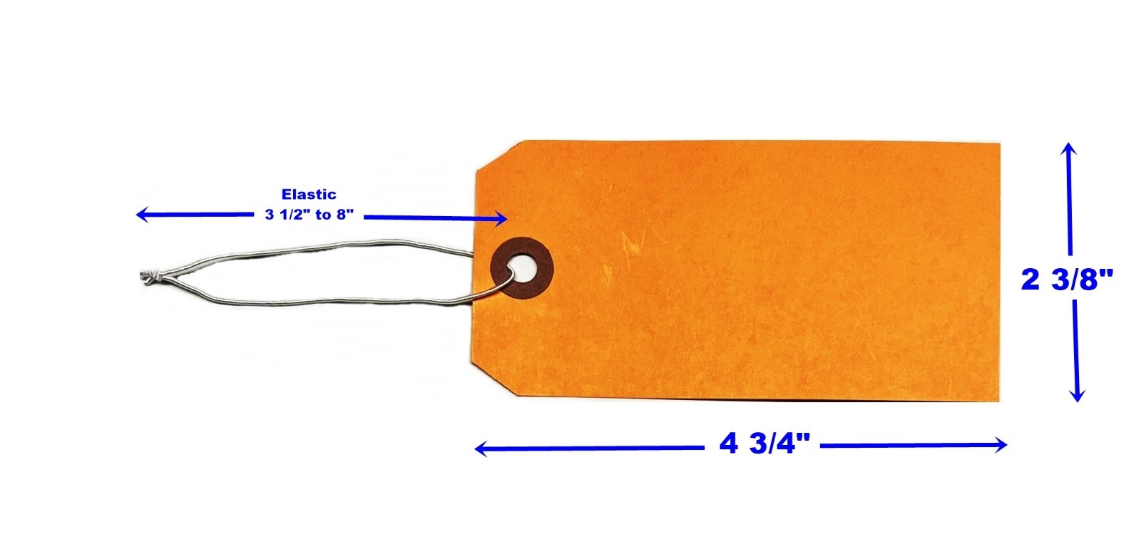 100 of 4 3/4″ x 2 3/8″ Orange Inventory Tags with ELASTIC Stretch String Size 5