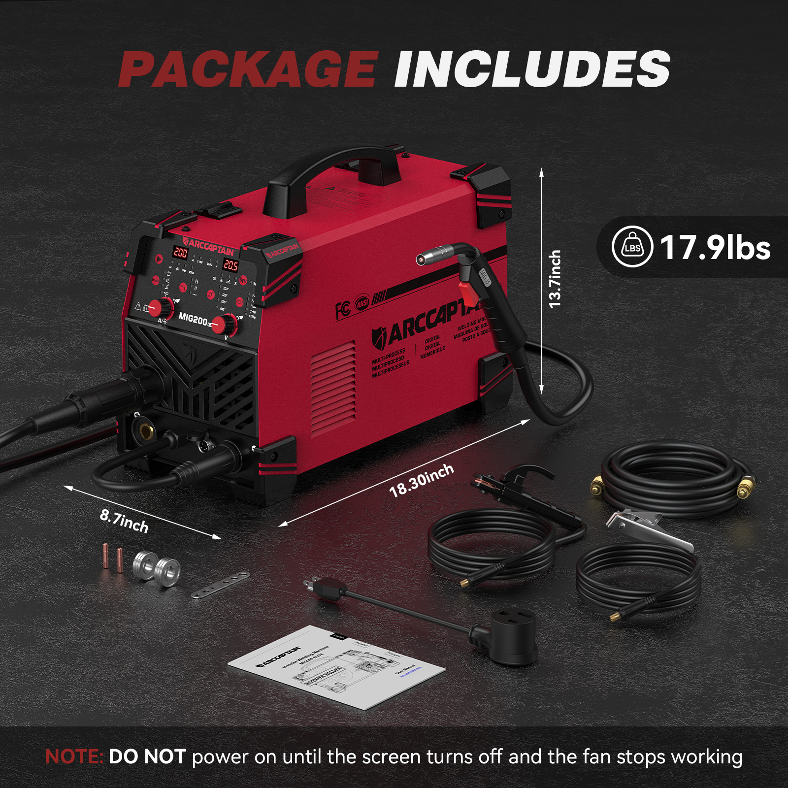 ARCCAPTAIN 200A MIG Welder Upgraded 6 IN 1 Flux Core MIG/Gas MIG/Lift TIG/Stick