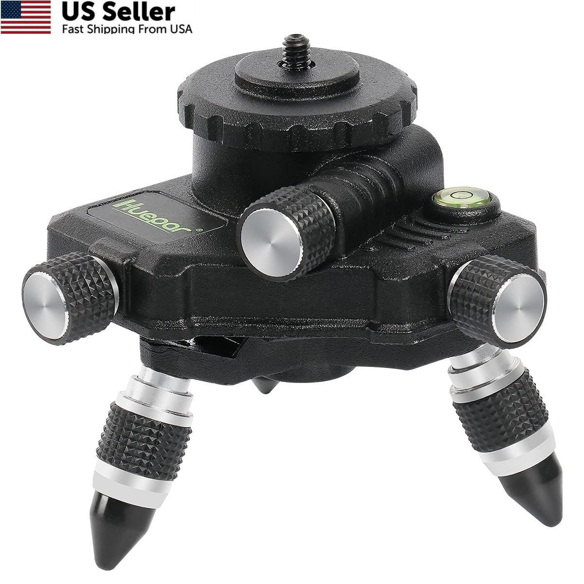 Laser Level Adapter 360-Degree Rotating Base 1/4″ Tripod Mount Micro-Adjust USA
