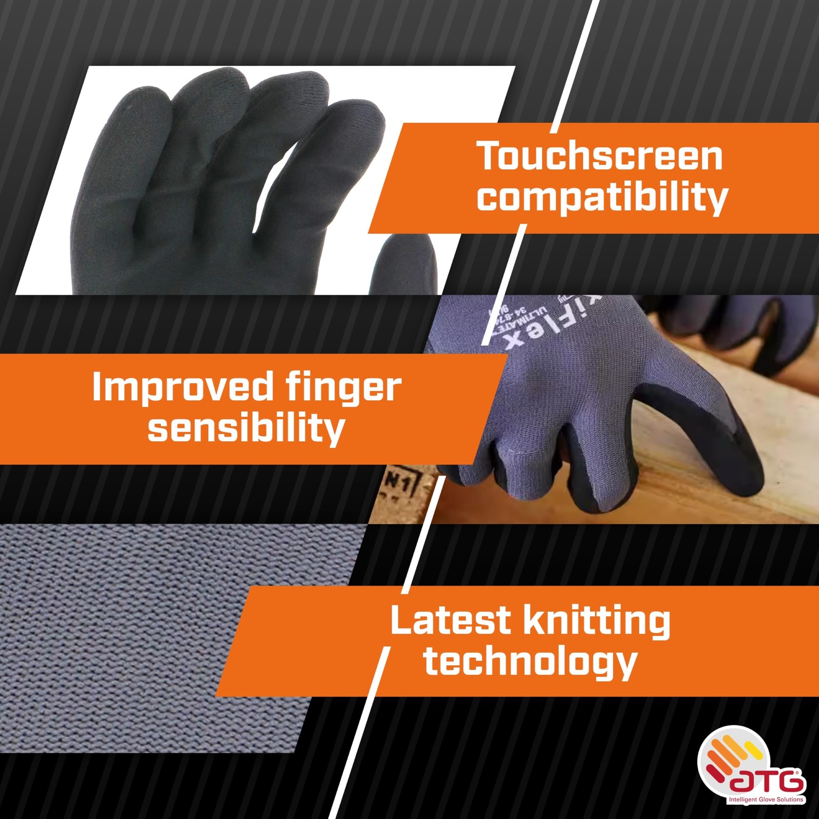 MaxiFlex PIP 34-874/M MaxiFlex Ultimate, Foam Nitrile Palm Coated Gloves, Gra…