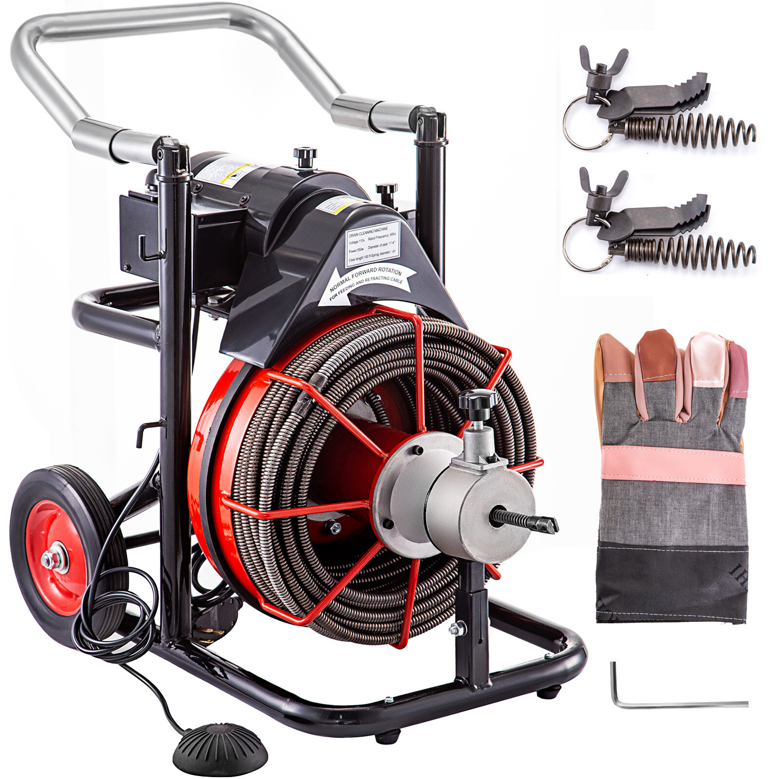 Commercial 100ft 1/2” Sewer Snake Drain Auger Cleaner Cleaning Machine Plumbing