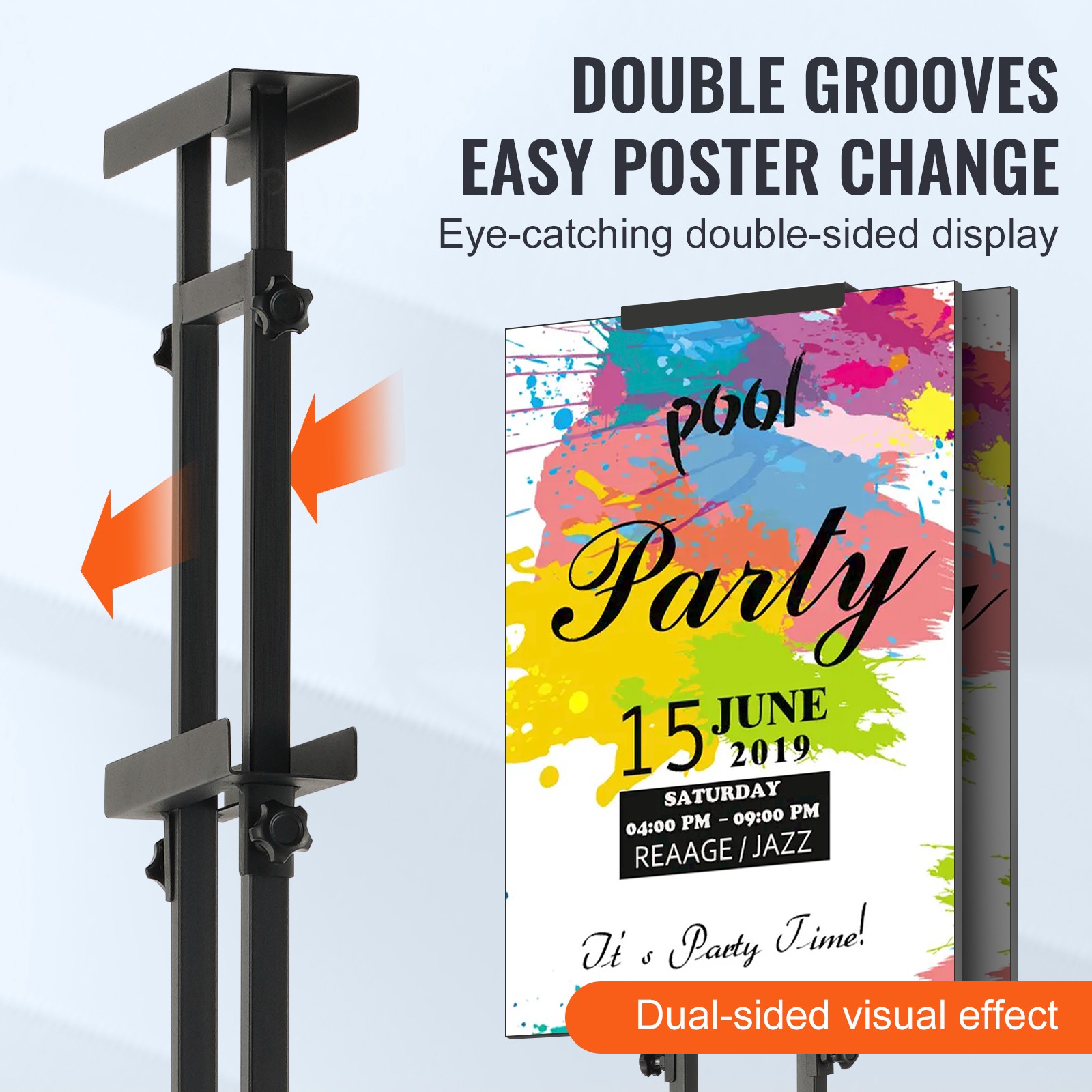 VEVOR Poster Stand Floor Standing Sign Holder 75″ Adjustable Height Double-Sided