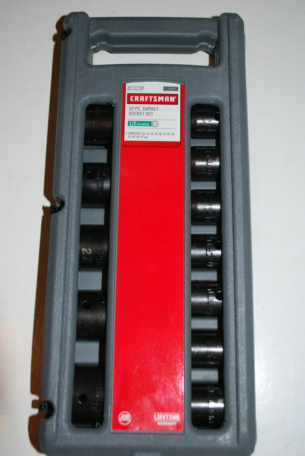 CRAFTSMAN 12-PC LASER IMPACT SOCKET METRIC SET 1/2″ DRIVE 6-PT WITH CASE