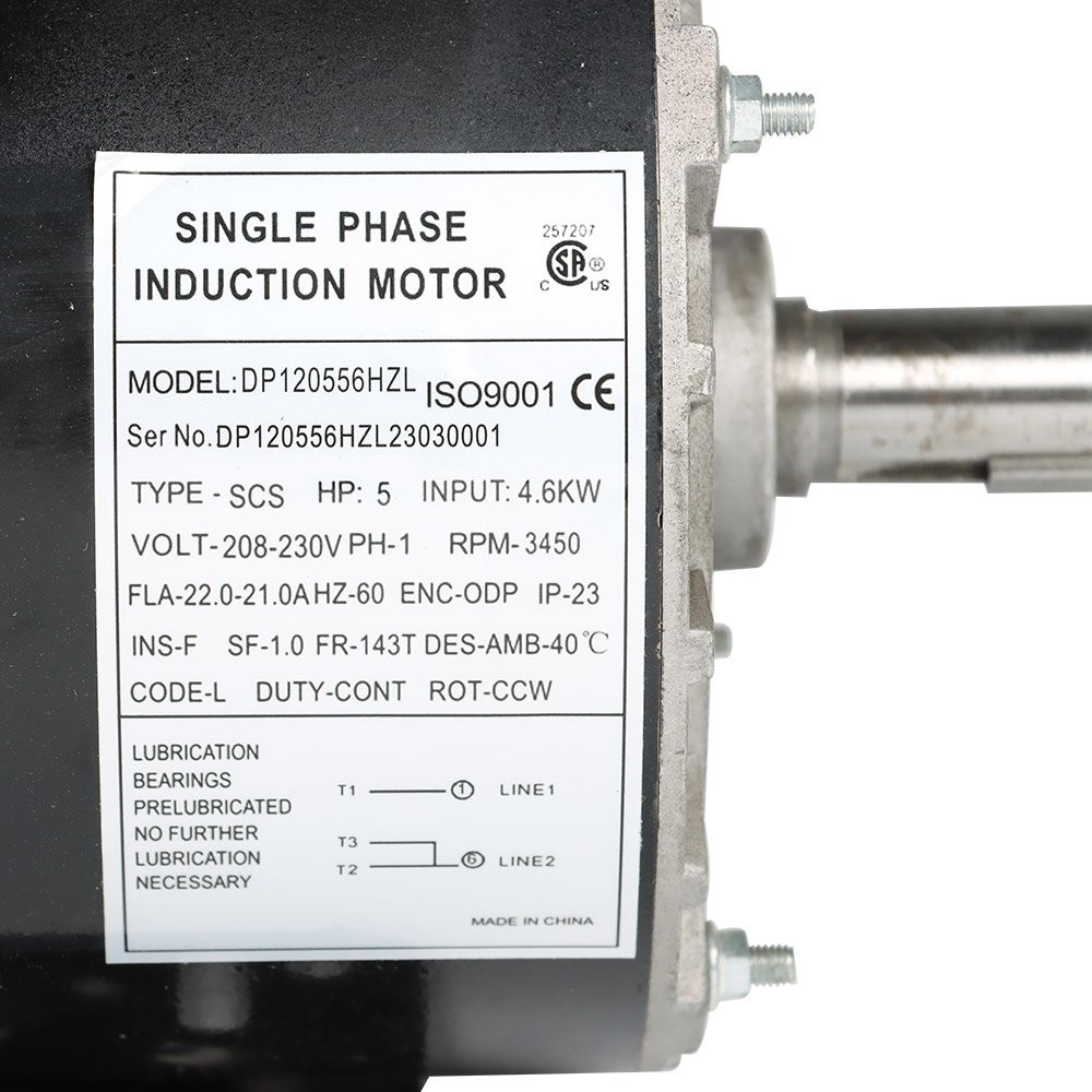 Compressor Duty Electric Motor 1Phase 3450RPM 56HZ Frame 7/8″ Shaft 230V 5HP USA