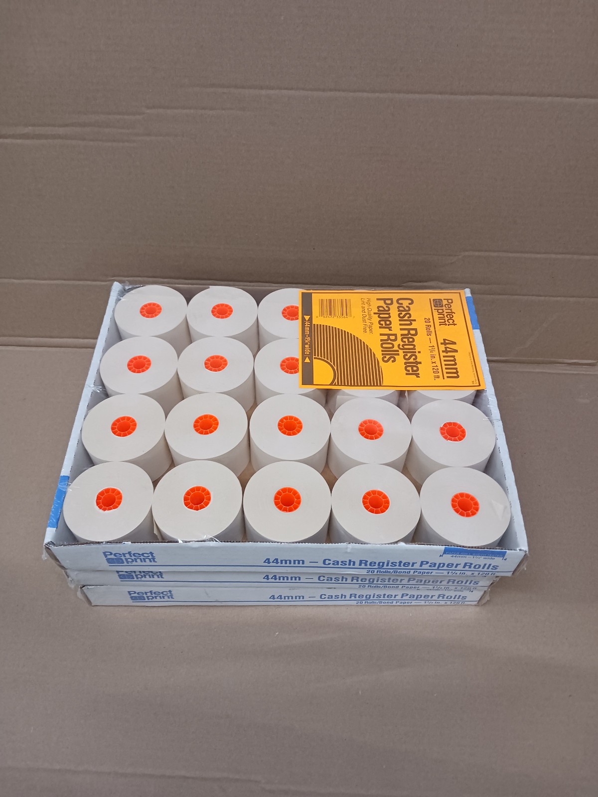 Perfect Print Cash Register Paper Rolls 1-3/4″ x 120′ 44mm 60 rolls NEW in Box