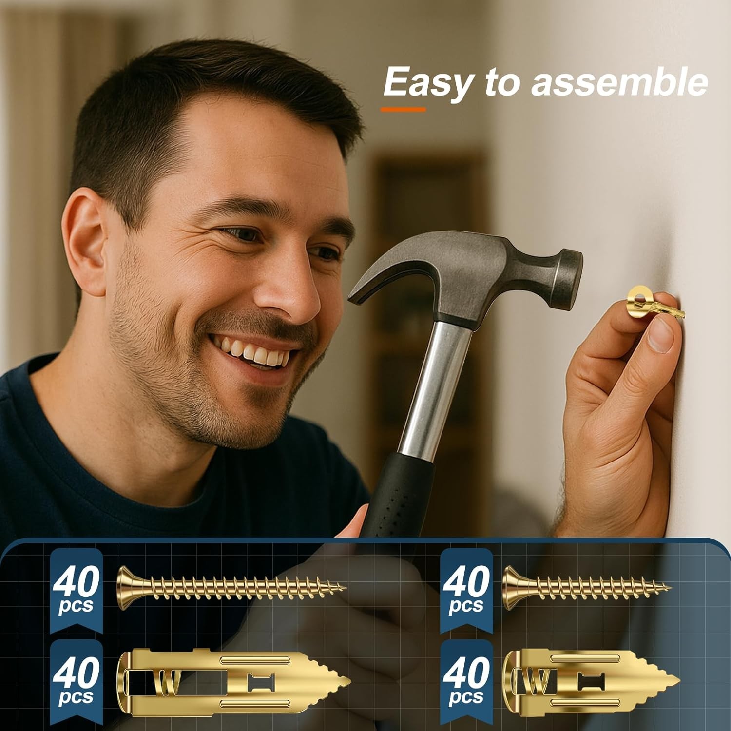 160 Pcs Self Drilling Drywall Anchors with Screws, 2Sizes 80 Sheetrock…