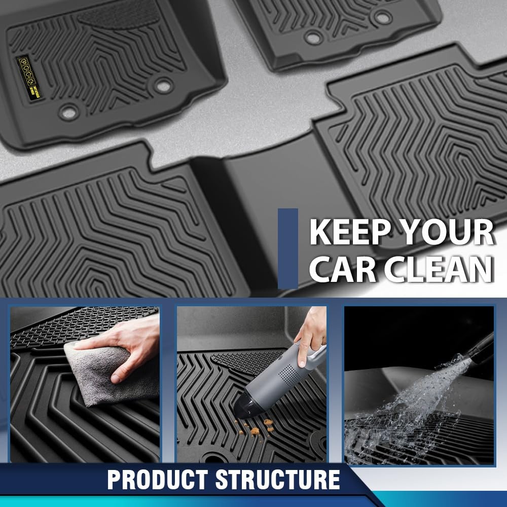 TPE Floor Mats & Cargo Liner for Ford F250 F350 SuperCab 12-16 F&R Weather Black