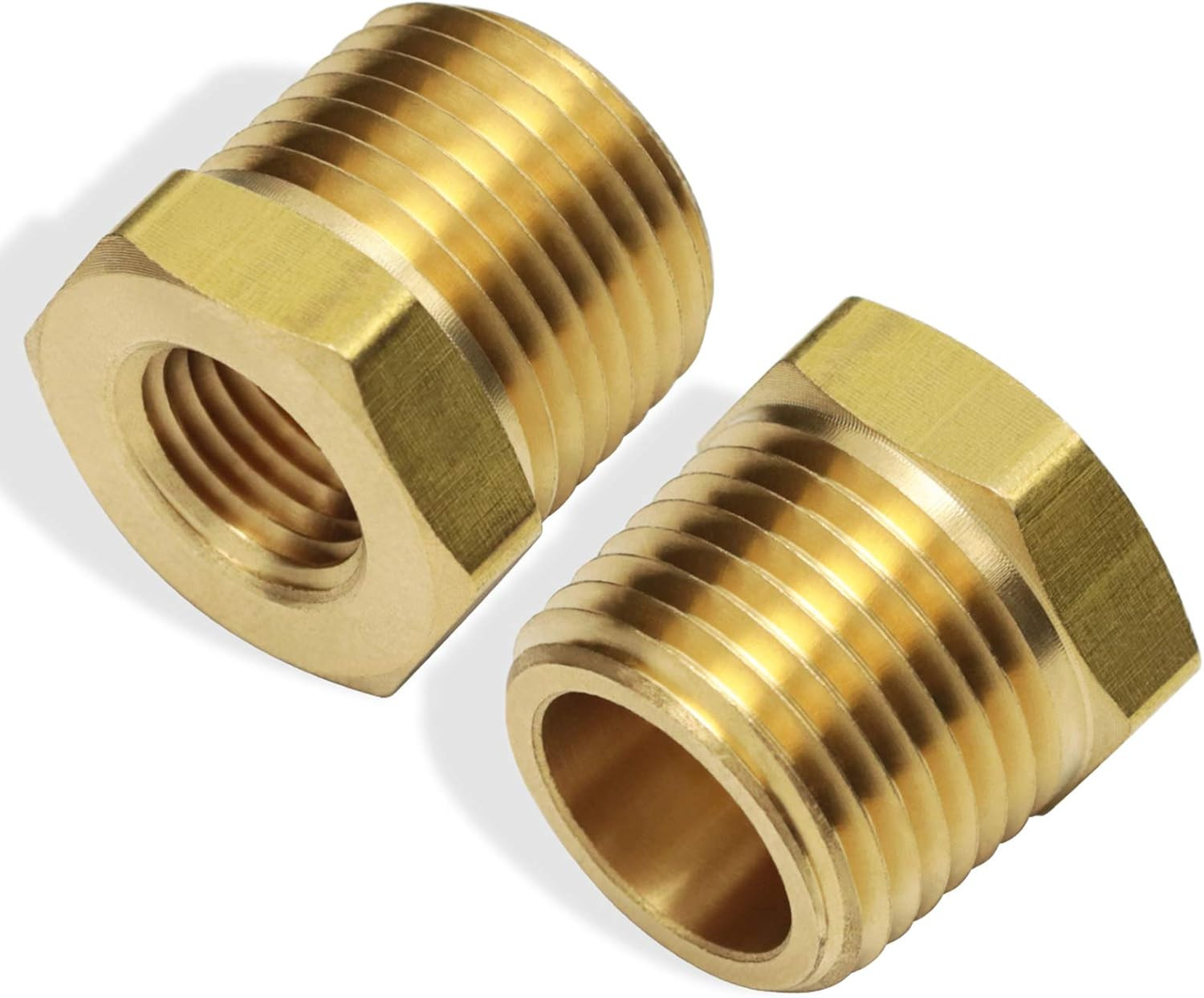 2Pcs 1/2 Inch NPT Male to 1/4 Inch NPT Female Reducer Brass Pipe Hose Tube Fitti