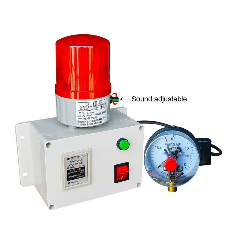 105dB High/Low Air Pressure Alarm Water Oil Pressure Sound Light Alarm 24V/220V
