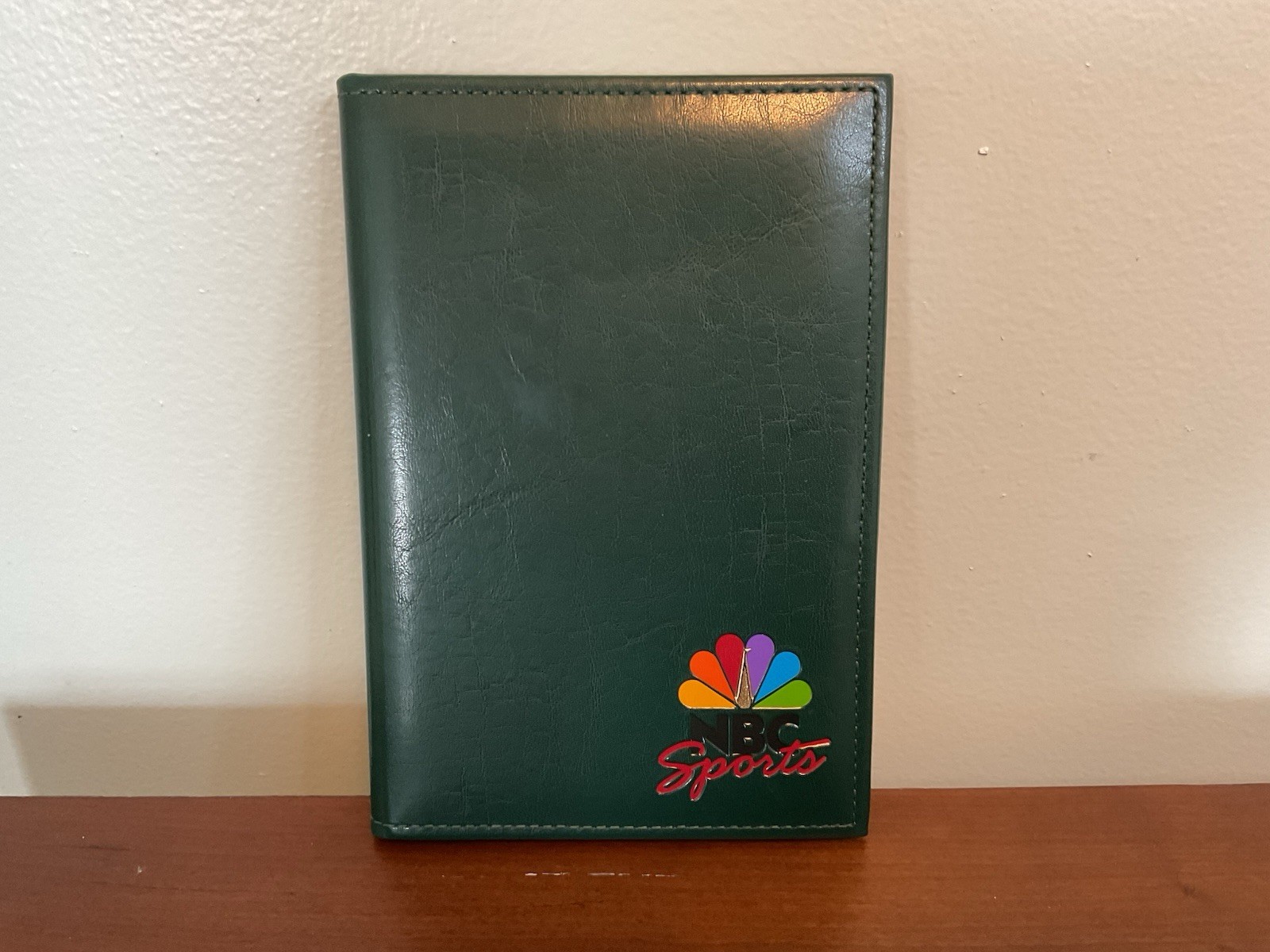 Vintage NBC Sports Dark Green Leather Journalist Notebook With Calculator