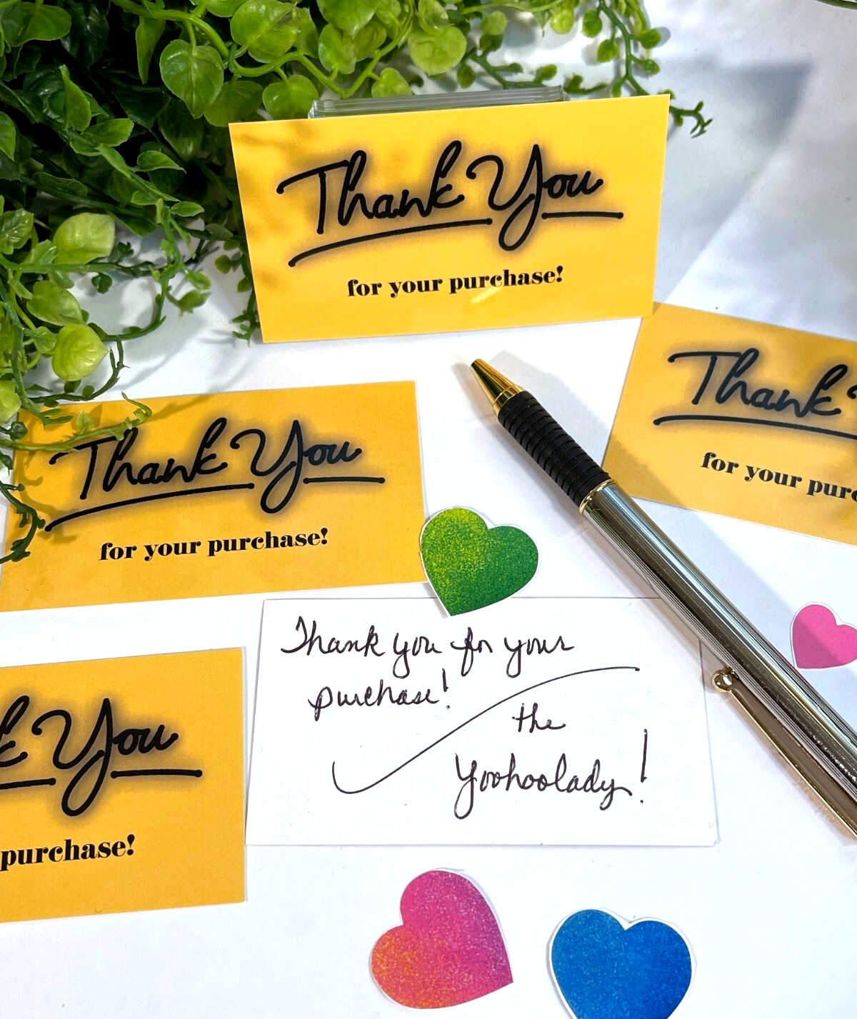 Business Cards, Yellow Thank You for Your Purchase Cards, 3.5″ x 2″