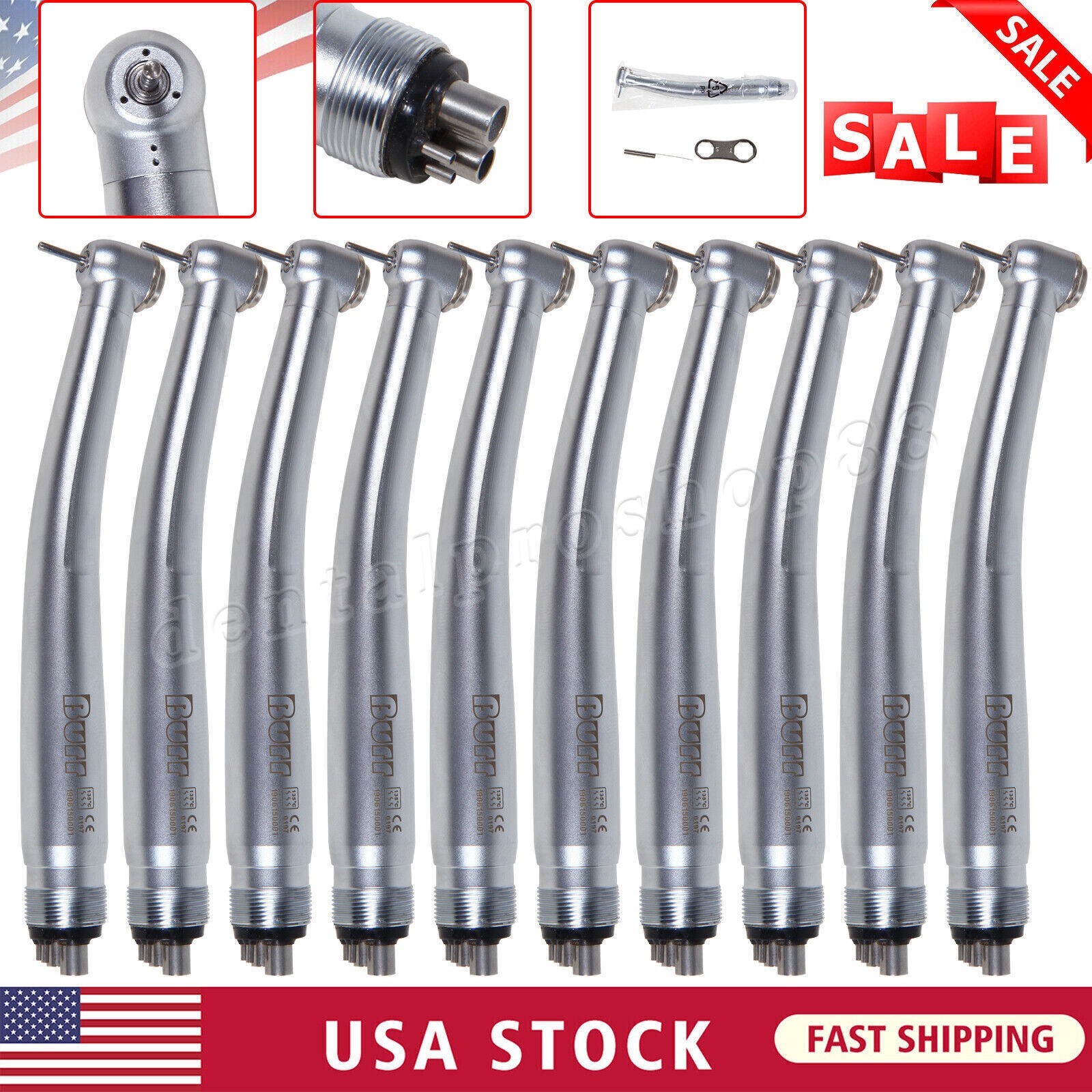 10X High Speed Handpiece 4 Holes Turbine 3-Spray U3BM Turbina Dental
