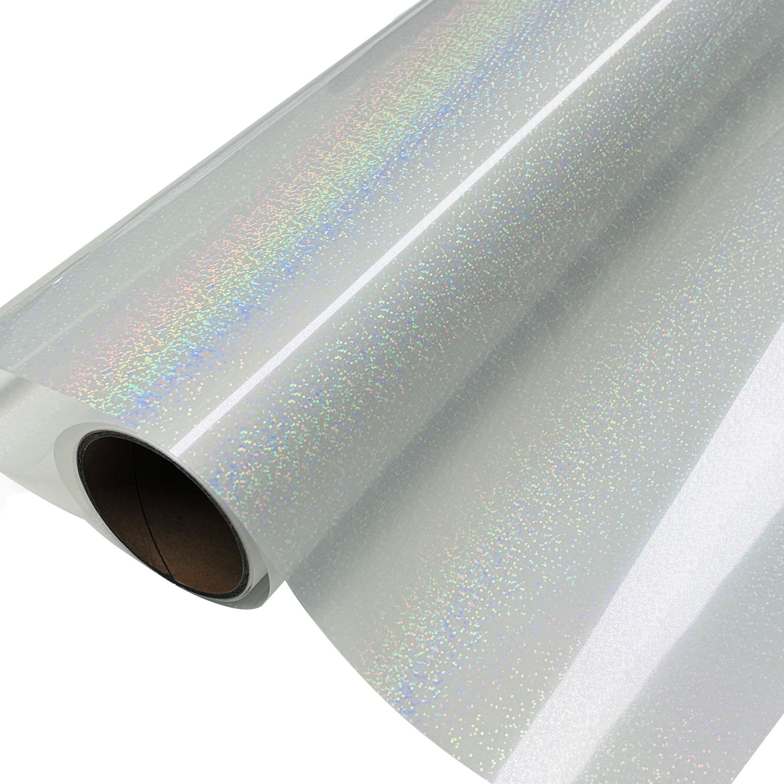 US 11.8in x 32.8ft/30cm x 10m DTF Clear Glitter Holographic Film Roll, Cold Peel