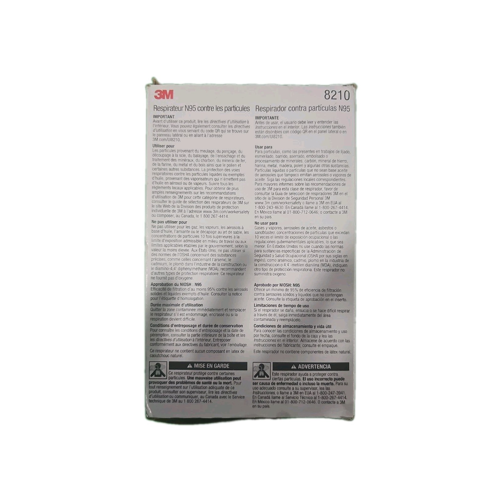 3M 8210 N95 Particulate Respirator Mask Box of 20 EXP 04/2025 NIOSH