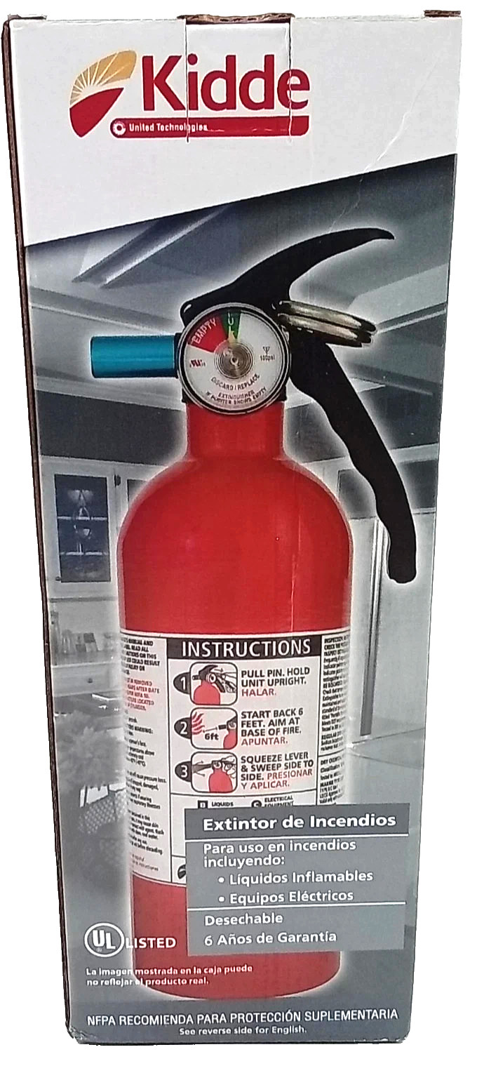 Kidde Regular Dry Chemical Fire Extinguisher, Strap Bracket Included – (3.2 Lbs)