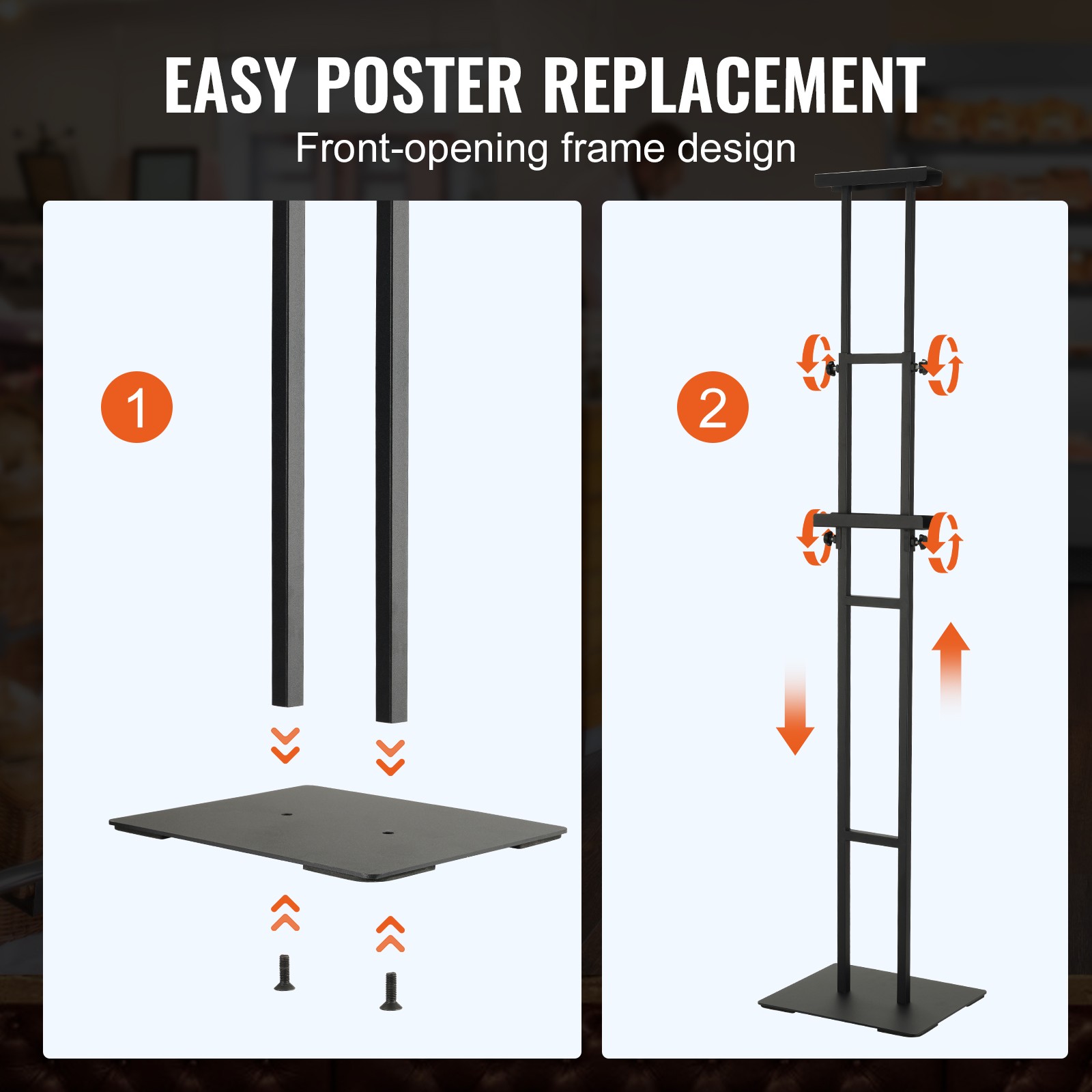 VEVOR Poster Stand Floor Standing Sign Holder 75″ Adjustable Height Double-Sided