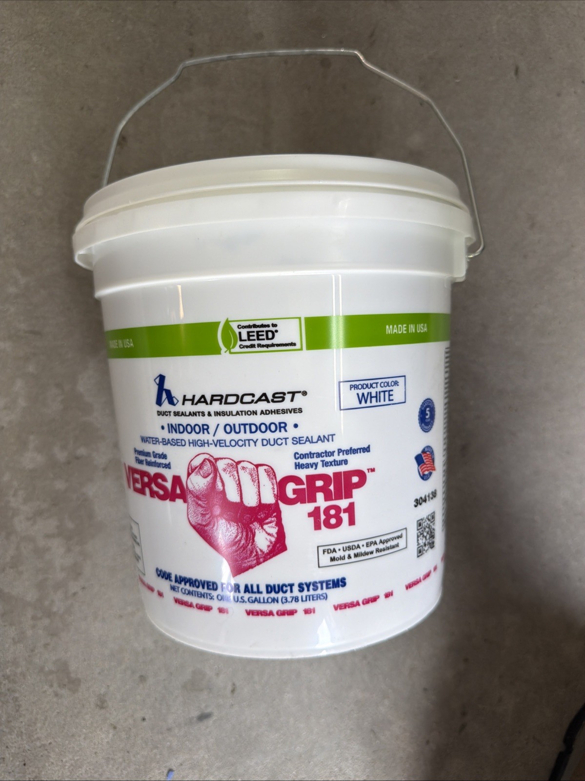 Hardcast 304138 Versa Grip 181 Fiber Duct Sealant Indoor outdoor 1 Gallon Pail