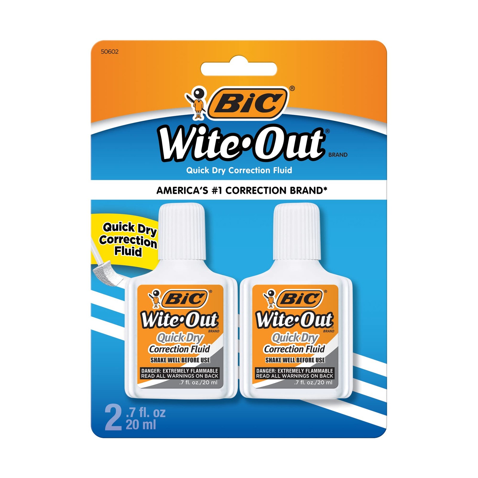 Bic Wite-Out Quick Dry Correction Fluid – 2 pack – 2 Count (Pack of 1), White