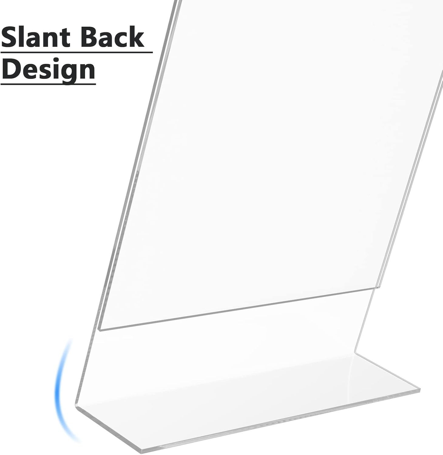 6 Pack Acrylic Sign 8.5 X 11, Plastic Paper With Vertical Slanted Back, Pictu…