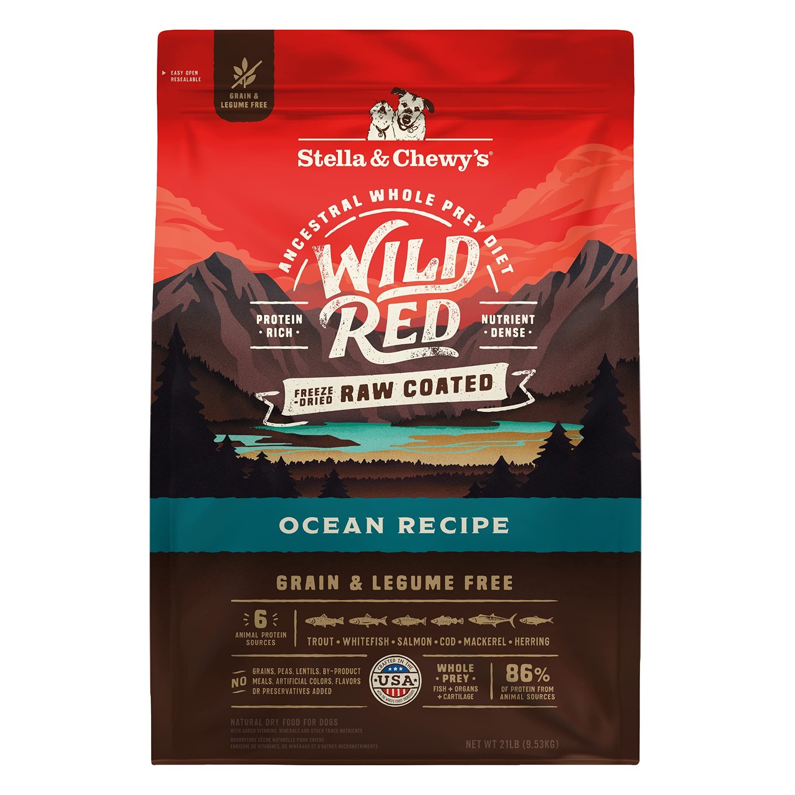 Stella & Chewy’s Wild Red Dry Dog Food Raw Coated High Protein Grain, 21 lb. Bag