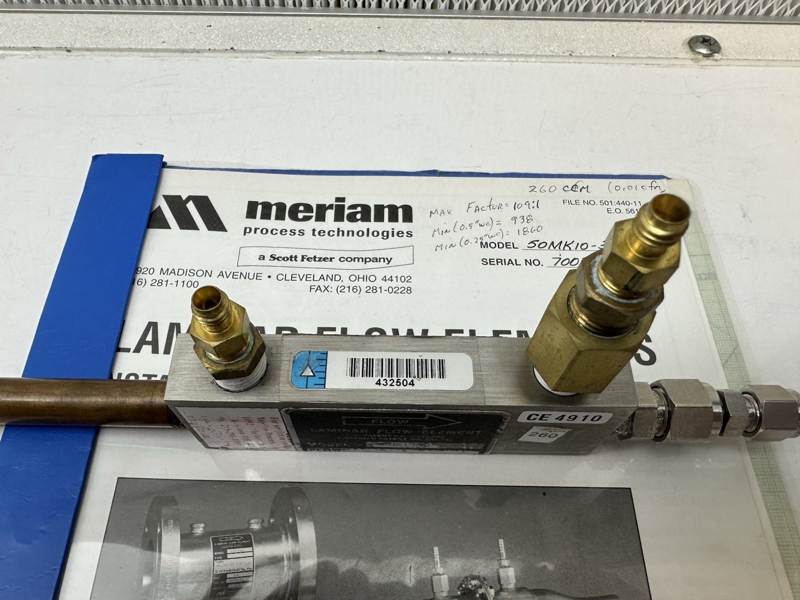 Meriam 50MK10-3 Laminar flow Element LFE