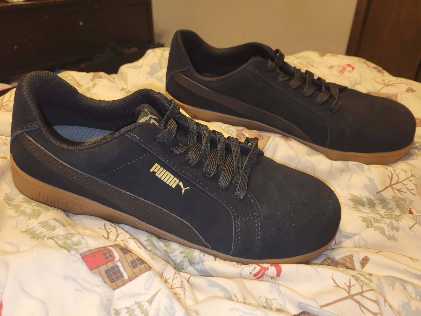 PUMA Men’s Iconic Suede Low Composite Safety Toe Work Shoes Black, Size 13