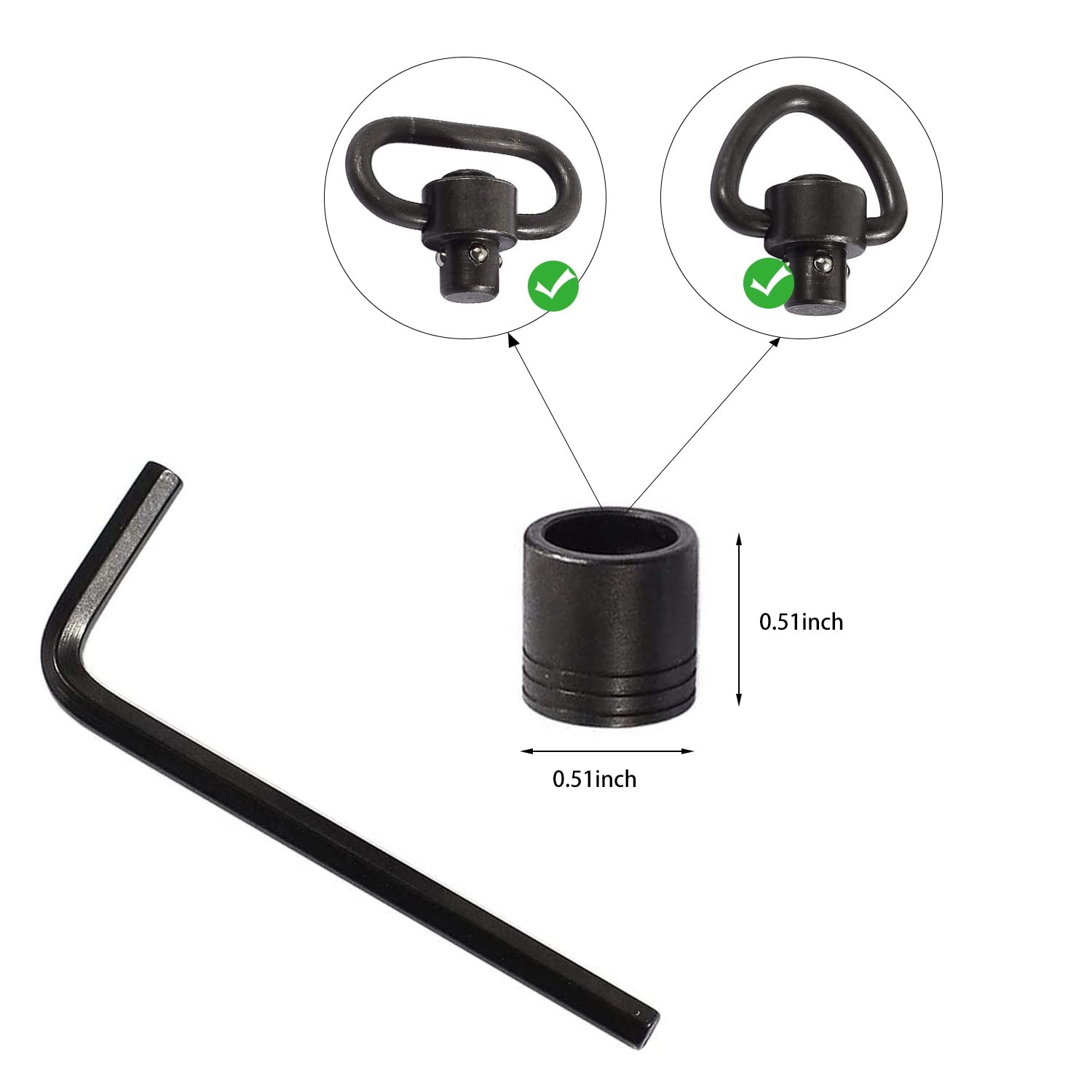 Rifle Sling Mounting Set Quick Detach Adapter Swivels Screw Stud Base Kit