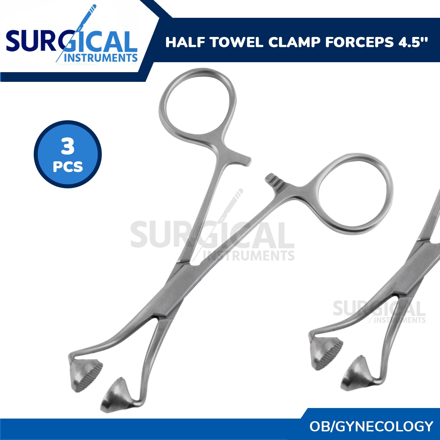 3 Pcs-Half Towel Clamp Forceps 4.5” Surgical OB/Gynecology German Grade