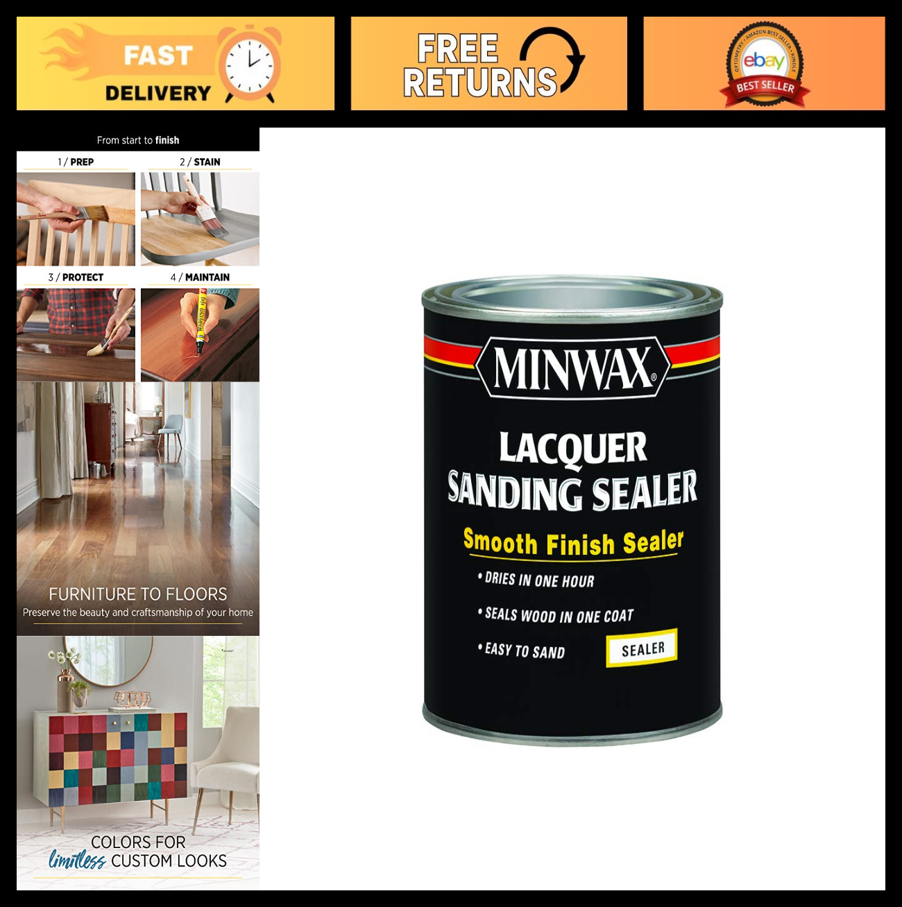 Clear Lacquer Sanding Sealer Quart – Fast-Drying, Durable Finish for Wood Projec