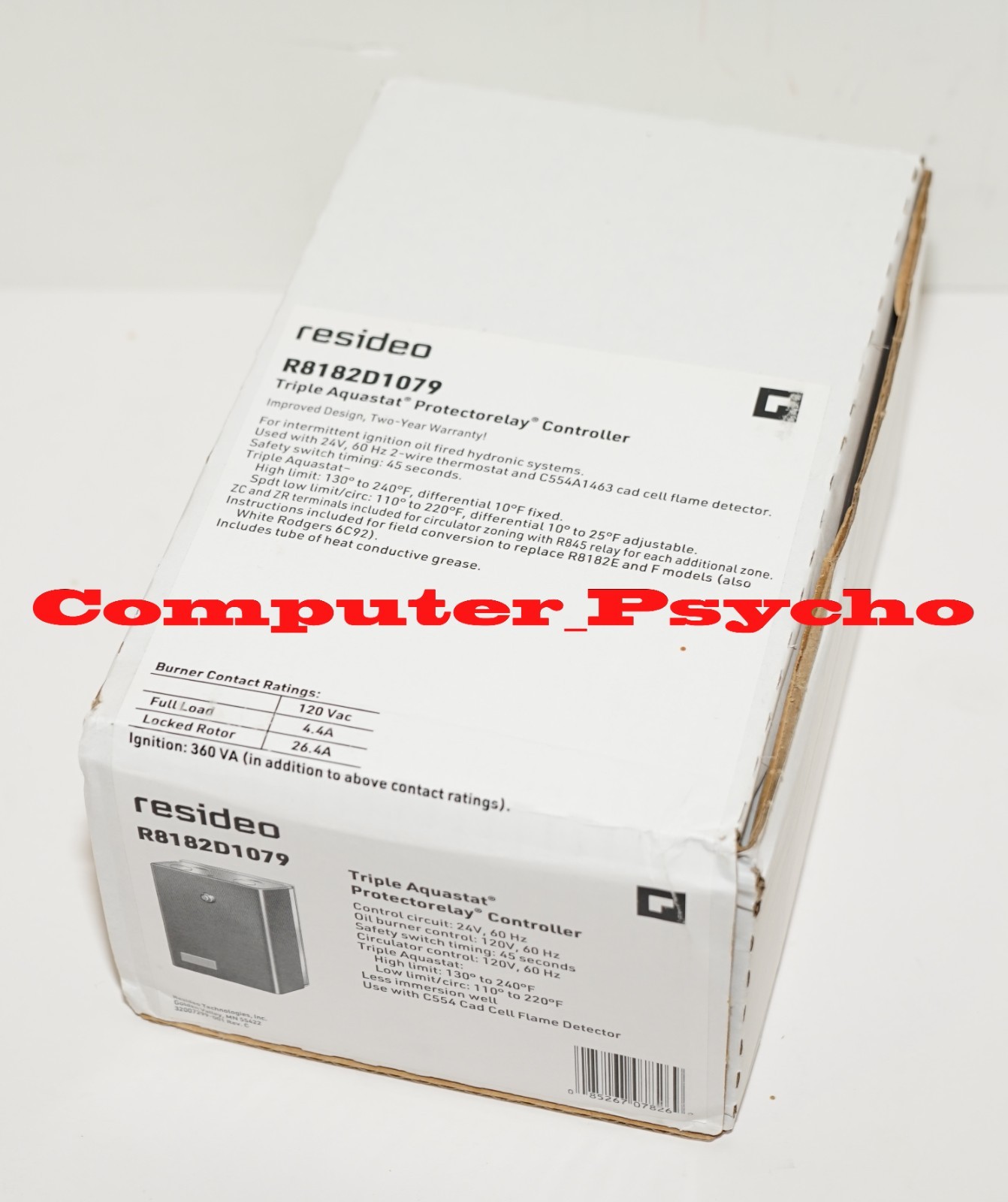 RESIDEO R8182D1079 TRIPLE AQUASTAT PROTECTORELAY CONTROLLER OIL BURNER VERTICAL