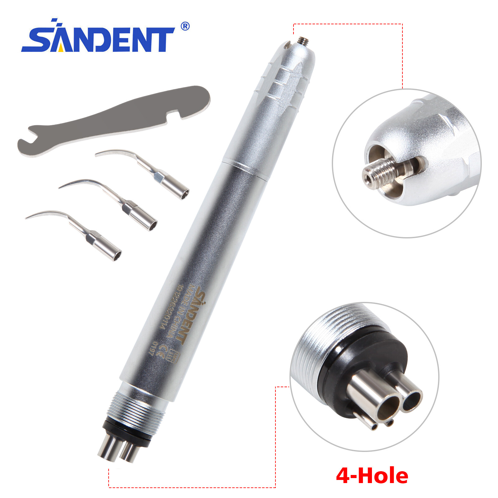 Dental Ultrasonic Air Scaler Handpiece 4 Hole +Scaling Perio Tips G1,G2,G4 SA