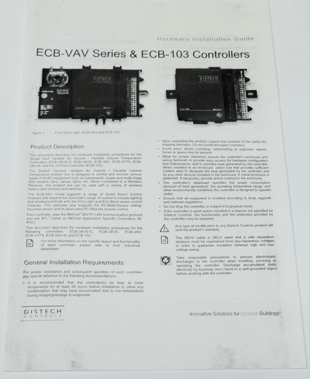 DISTECH CONTROLS ECB VAV CDIB VAXX 01 HVAC Programmable Positioner Controller