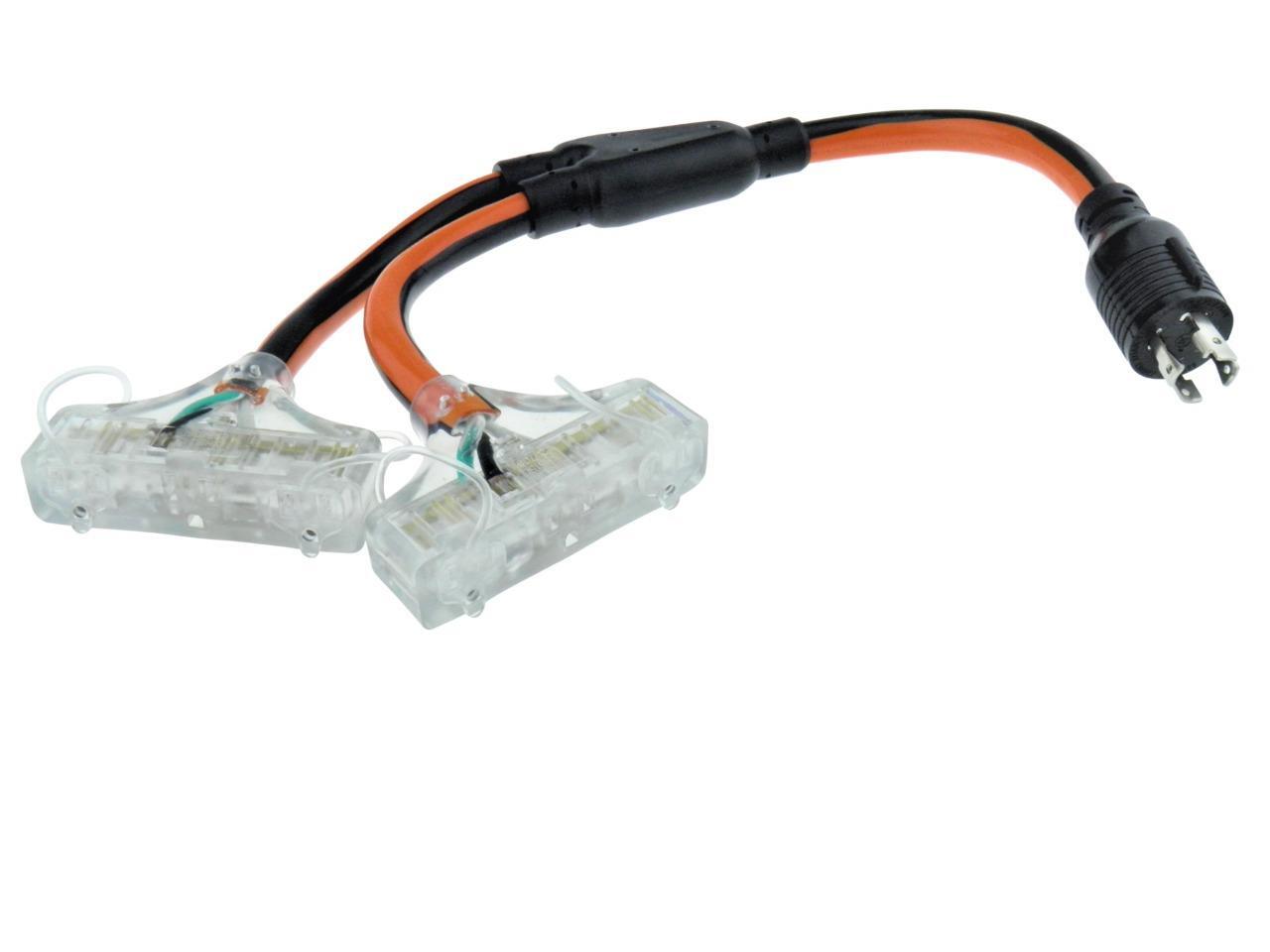 MPI Tools L14-30r to (6) 5-15R outlets pigtail adapter Generator Splitter