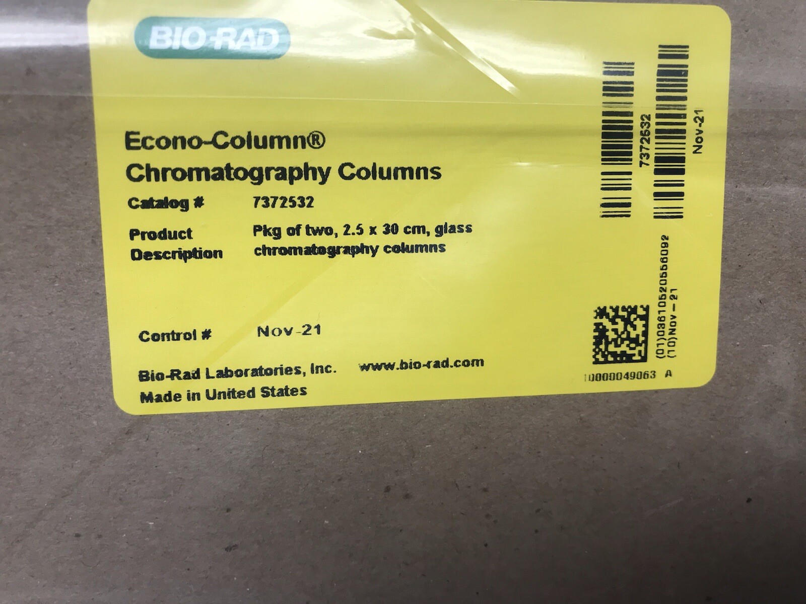 Bio-Rad 7372532 Econo-Column Chromatography 2.5*30 2PK Sealed