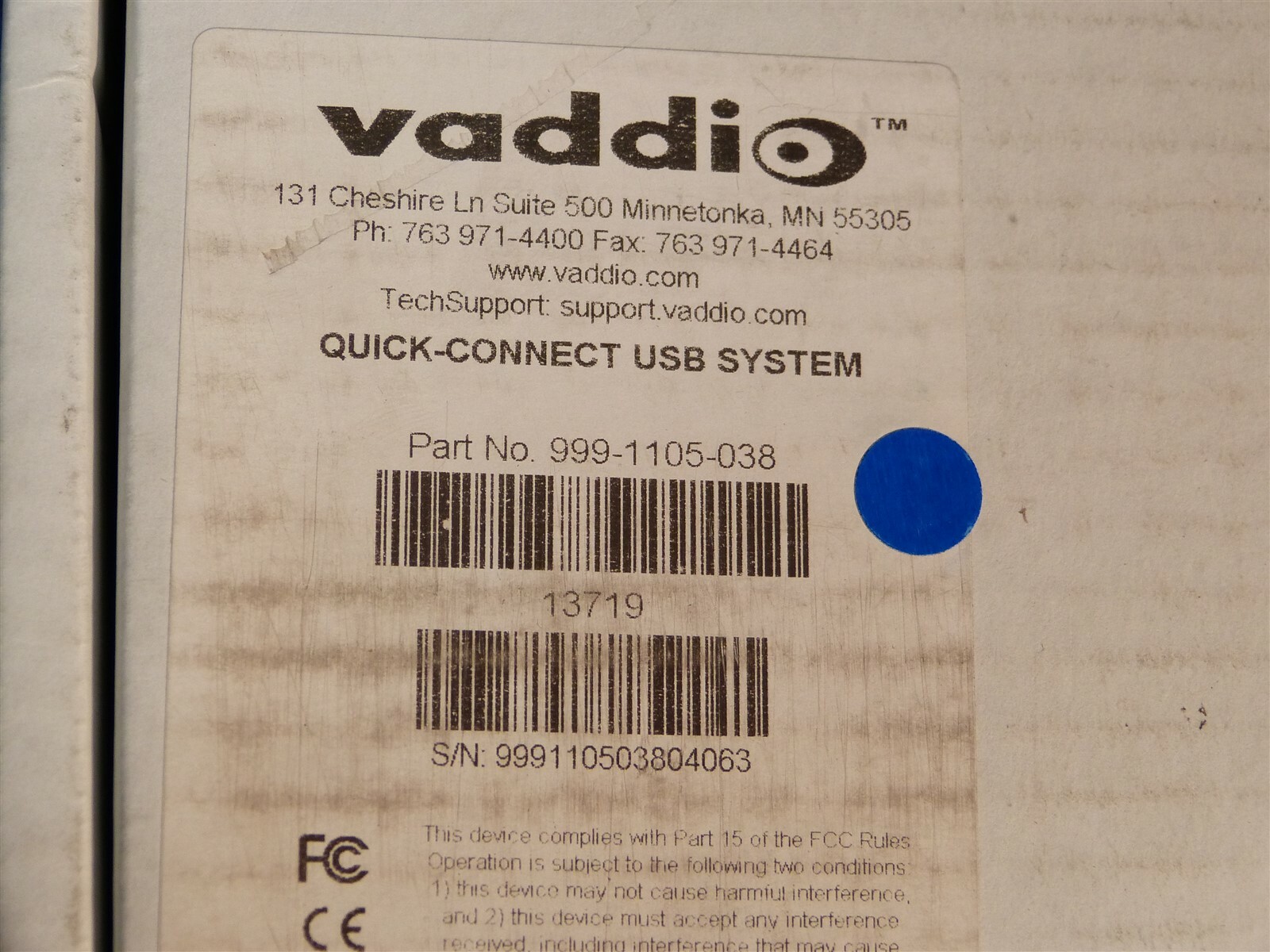Vaddio Quick-Connect USB System 999-1105-038 (J3)