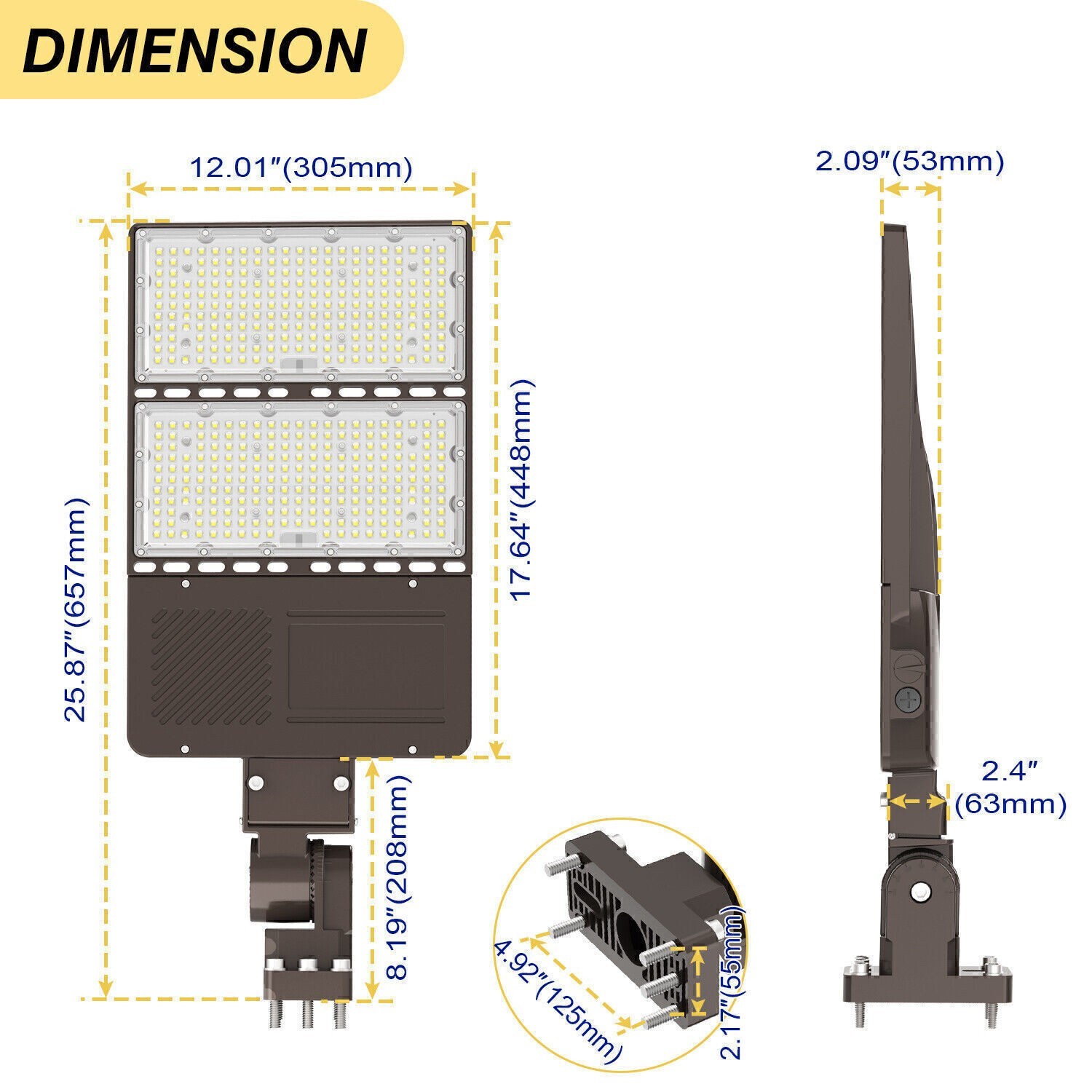 320W LED Parking Lot Pole Light Commercial Shoebox Street Fixtures Dusk to Dawn