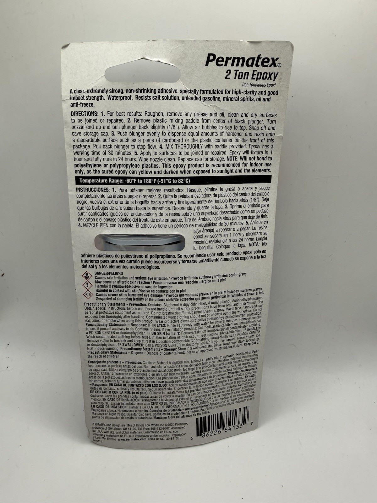 Permatex 84133 2 Ton Epoxy Adhesive .84 fl oz 25mL Dries Clear NEW