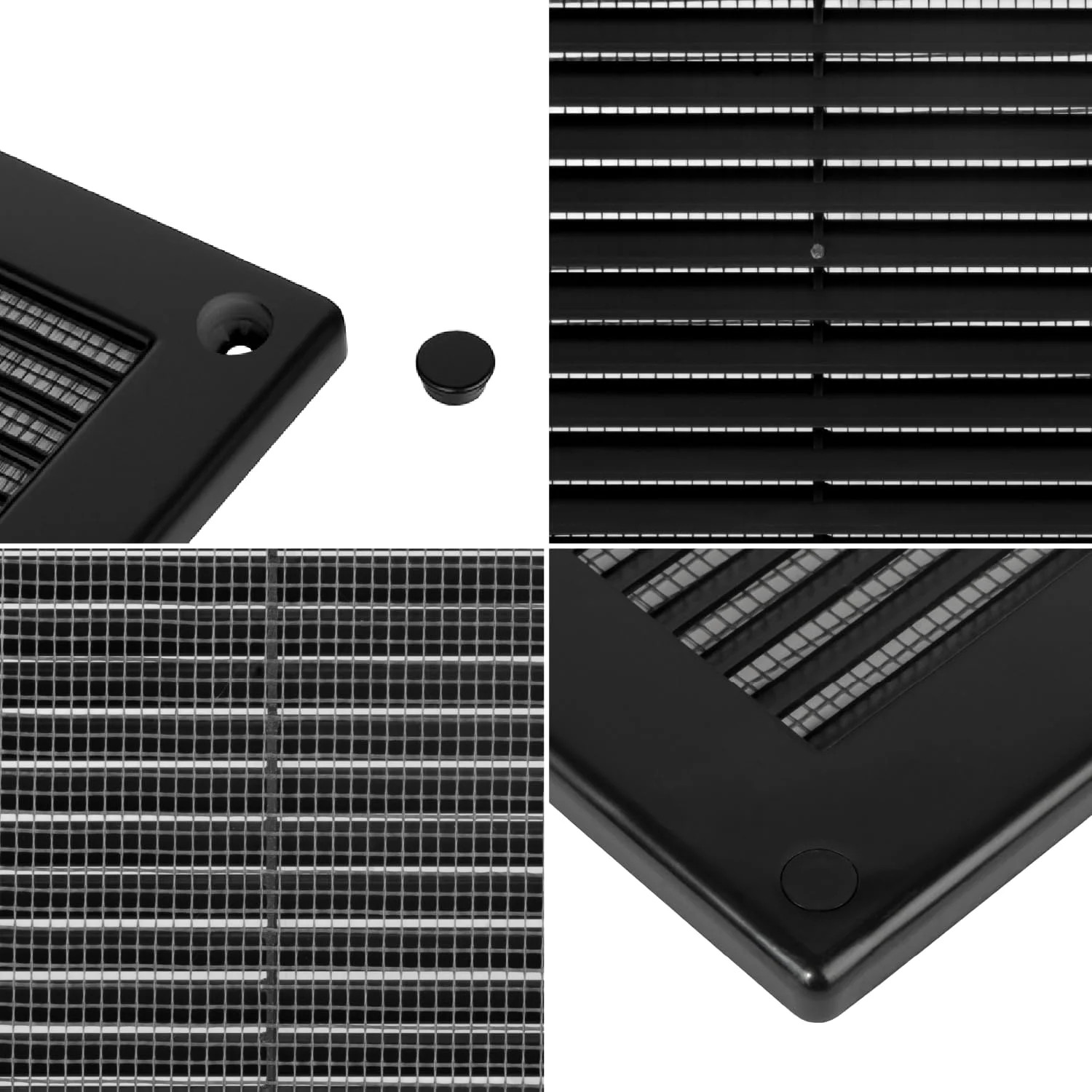 6 x 6 Inch [Frame Dimensions] Black Air Vent Cover – Plastic Square Air Vent Gri