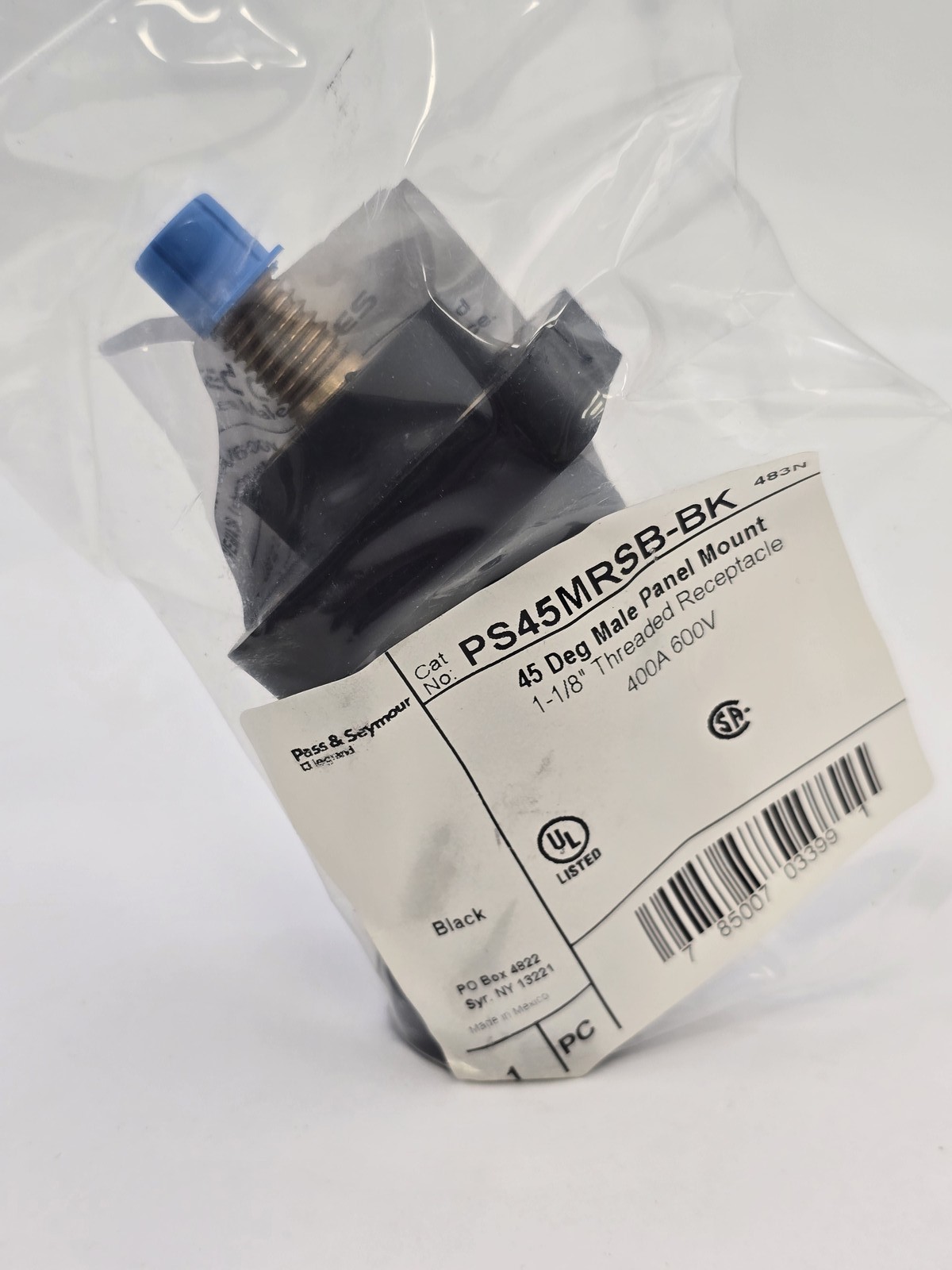 Pass & Seymour PS45MRSBBK 45 Deg Male Panel Mount 1-1/8″ Threaded 400A 600V