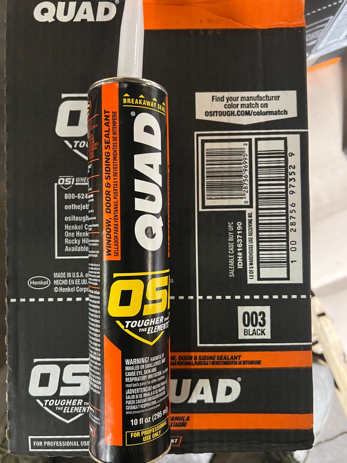 12-pack QUAD Advanced 10 fl. oz. Black #003 Exterior, Window, Door, Sealant