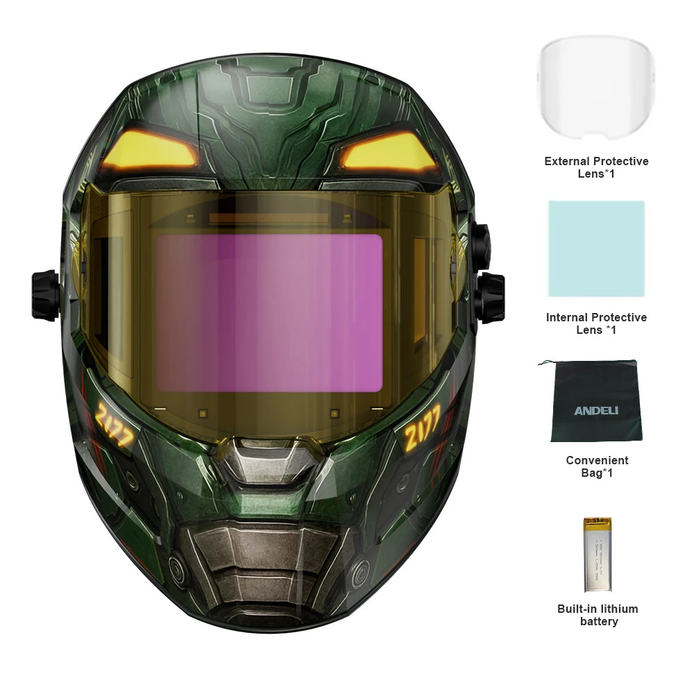 ANDELI True Color Auto Darkening Welding Helmet Side View Solar Rechargeable