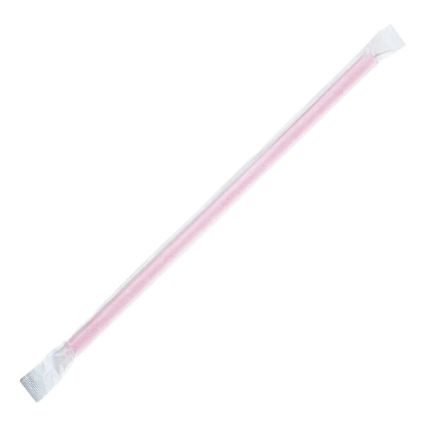 Karat 9-inch Giant Straws (8mm) Paper Wrapped – Pink – 2,500 ct, C9075 (Pink)