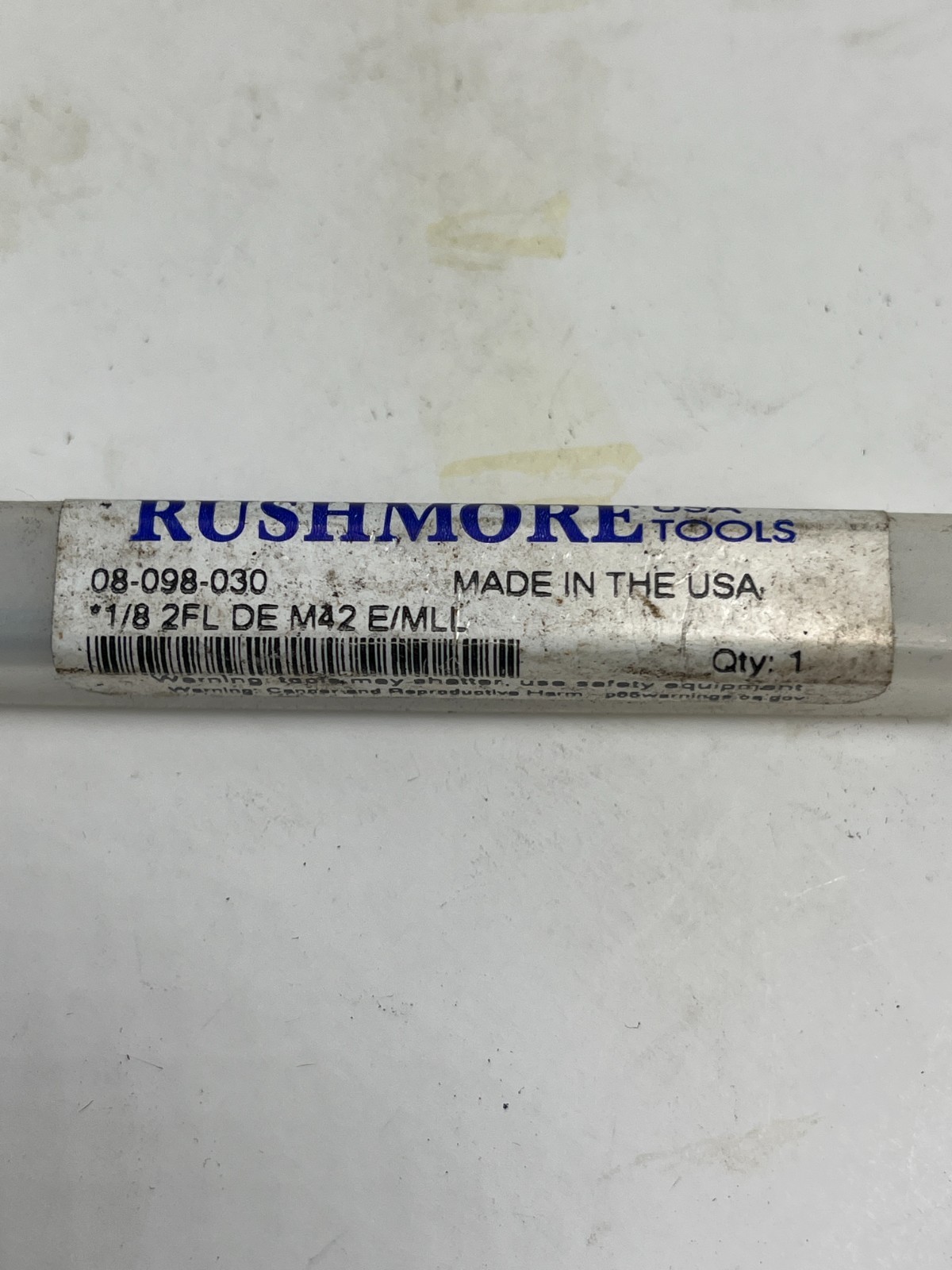 Rushmore 100614 Tool 08-098-030 1/8 2FL DE M42 end mill