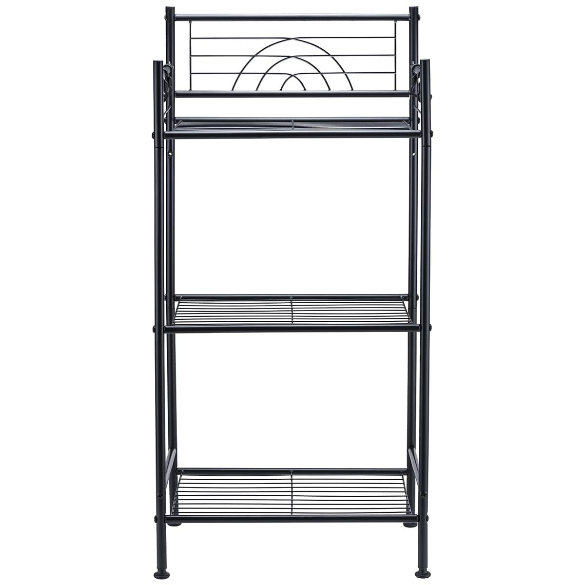 L&H UNICO 3-Tier Free Standing Wire Rack Durable Metal 3 Tier Shelf, Black