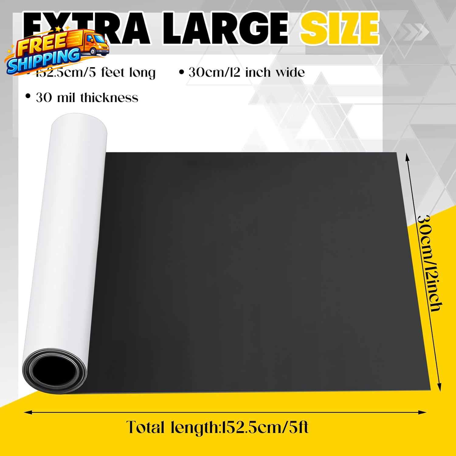 12 Inch X 5 Ft X 30Mil Extra Large Adhesive Magnetic Sheet Roll Not Printable Ad